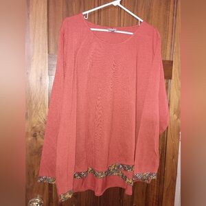 Avenue Rust Red Scoop Neck Long Sleeve Top